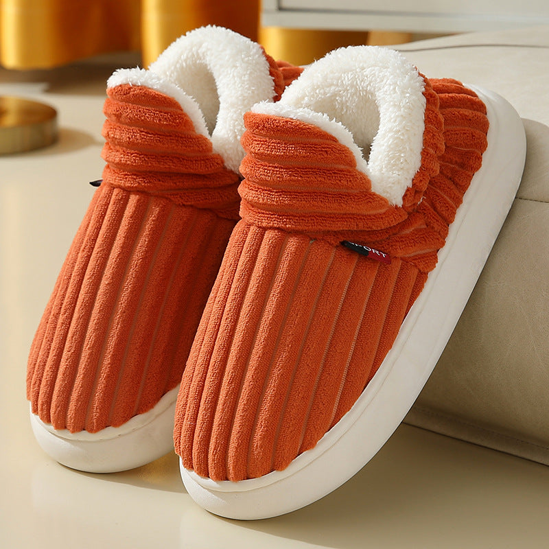 Striped plush couples house slippers, view 6 - MRSLM