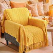 mustard yellow knitted throw blanket - MRSLM