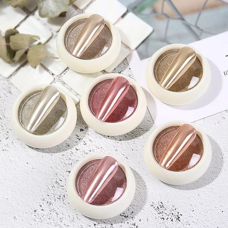 6pcs metallic glitter nail powder, view 3 - MRSLM