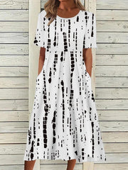 women's printed short sleeve dress, view 4 - MRSLM