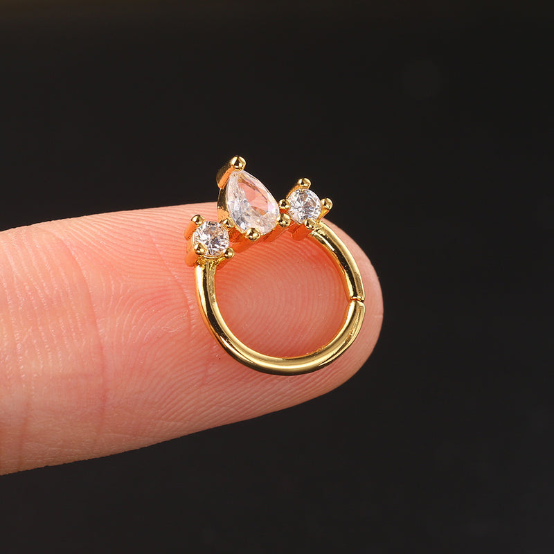 women's zircon pierced earrings, view 2 - MRSLM