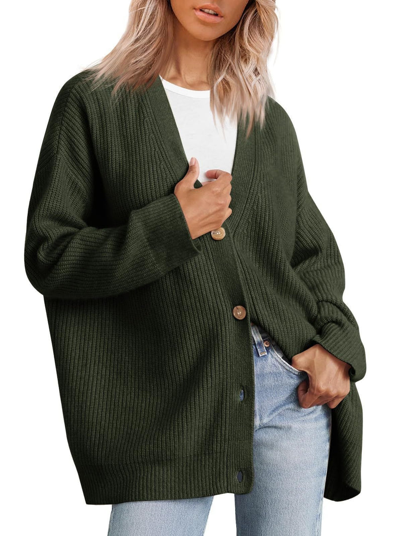 Women's relaxed V-neck knit cardigan, view 11 - MRSLM