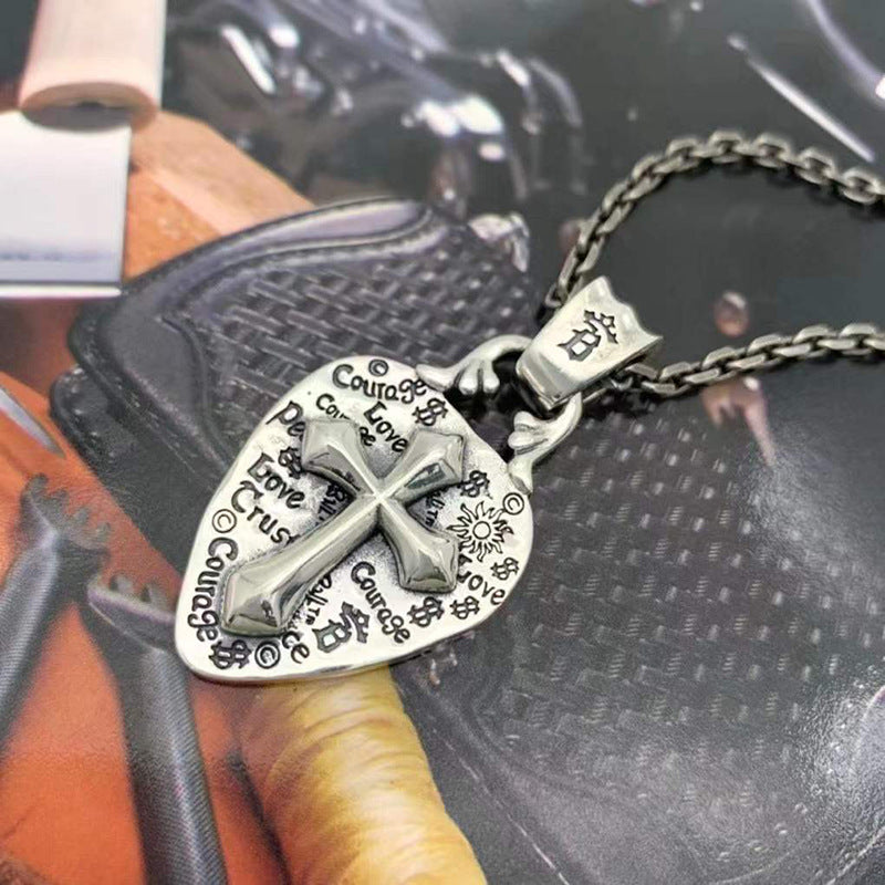 Graffiti cross pendant necklace, view 6 - MRSLM