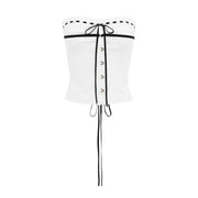 cotton embroidered lace-up tube top, view 5 - MRSLM