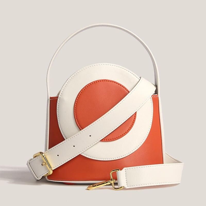 color block vegan leather bucket bag, view 2 - MRSLM