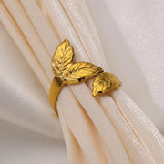 adjustable gold leaves ring, view 5 - MRSLM