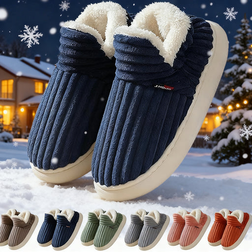 Striped plush couples house slippers - MRSLM