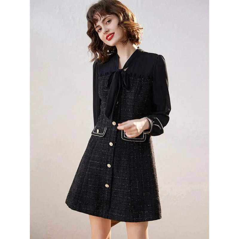 elegant bow lace-up a-line dress, view 3 - MRSLM