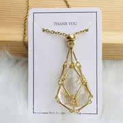 crystal stone holder necklace, view 2 - MRSLM