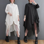 loose two-piece look swing mesh shirt dress - MRSLM