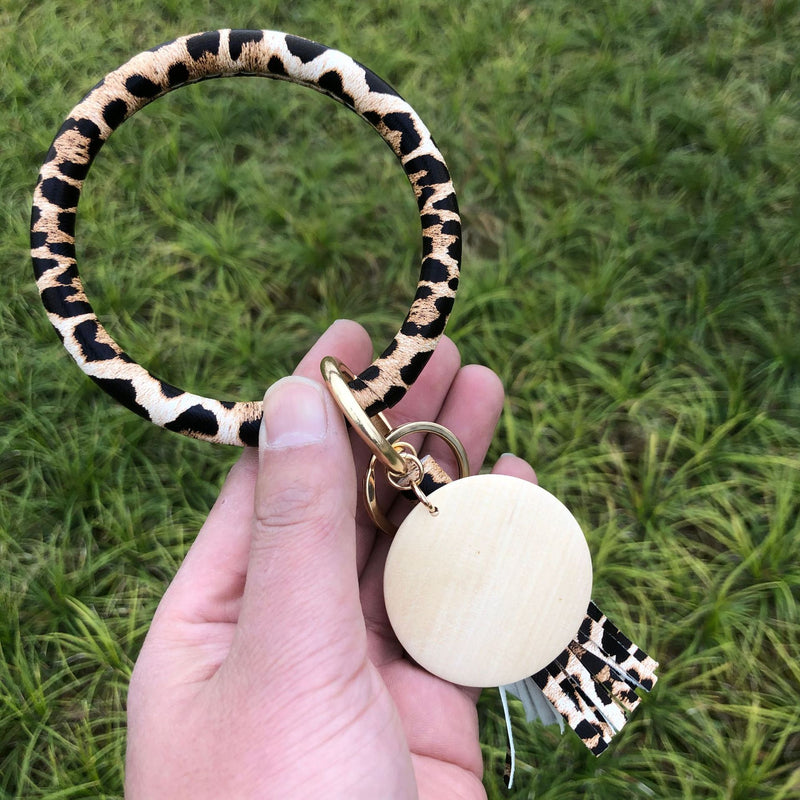 leather tiger zebra fringe bracelet, view 6 - MRSLM