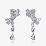 women's bow earrings with large zircon stone, view 2 - MRSLM