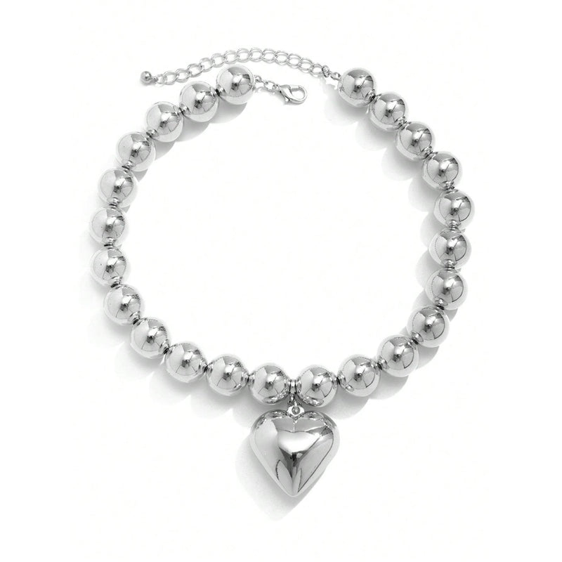 acrylic heart pendant choker necklace, view 3 - MRSLM
