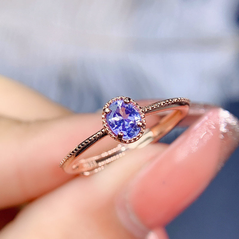 natural tanzanite S925 silver ring - MRSLM