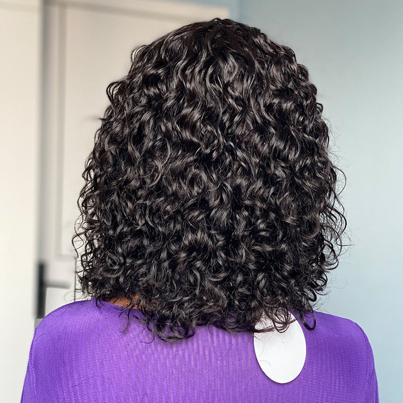 water wave human hair wig with bangs, view 4 - MRSLM