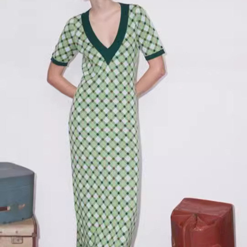 green plaid knitted dress - MRSLM