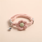 adjustable cat collar with flower and bell, view 2 - MRSLM