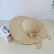 Wide brim straw hat with bowknot, view 3 - MRSLM