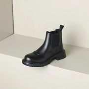 women's leather ankle boots with thick heels, view 8 - MRSLM