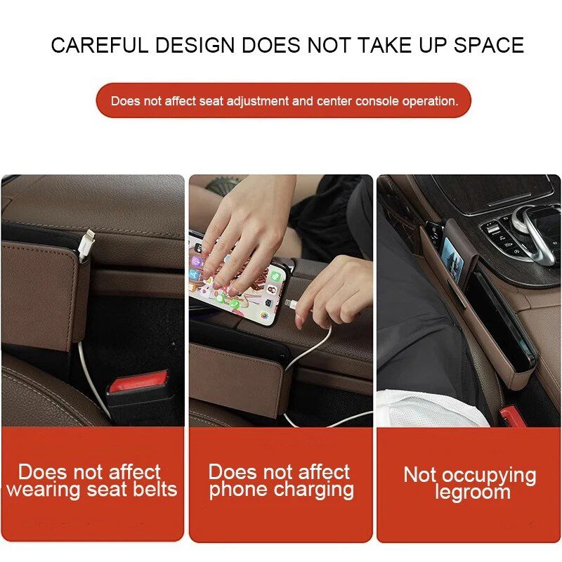 luxe car seat gap filler and organizer, view 7 - MRSLM