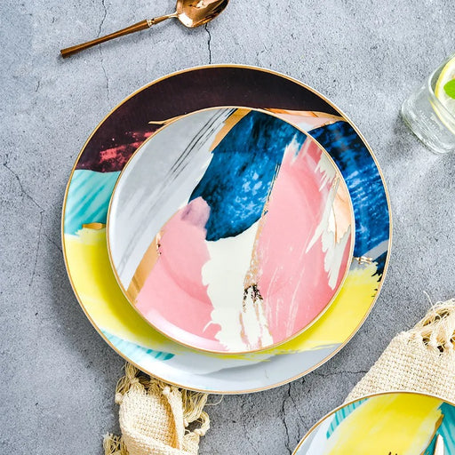 colorful cloud ceramic dinnerware set with gold inlay - MRSLM