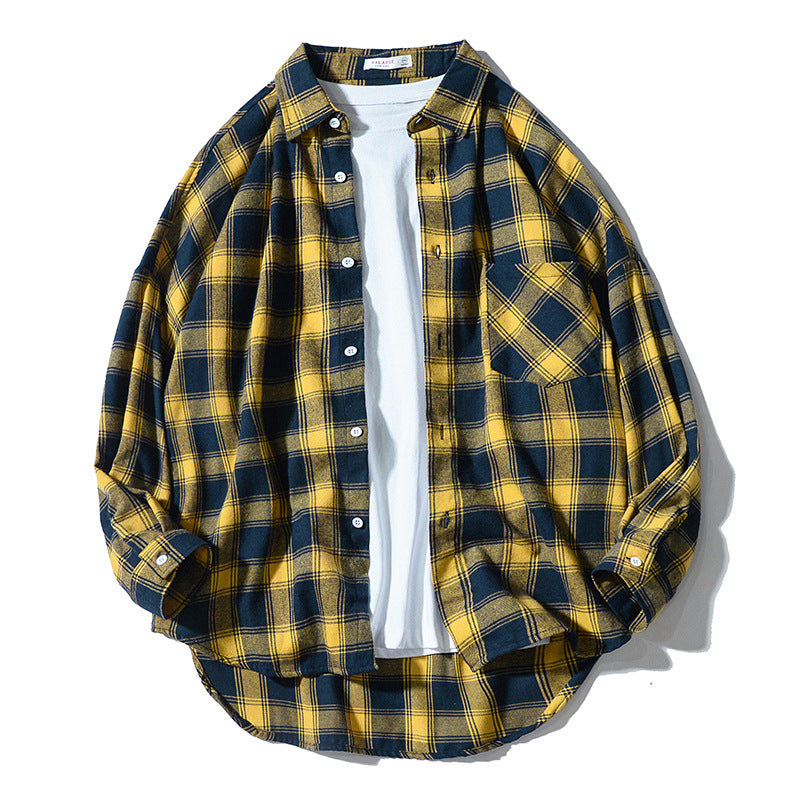 Men's loose plaid shirt jacket, view 8 - MRSLM