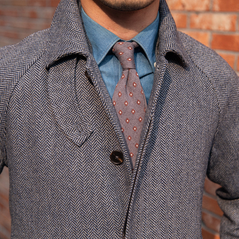 men's herringbone wool slim fit coat, view 7 - MRSLM
