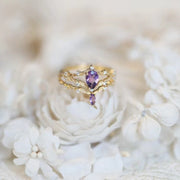 women's vintage flower crystal ring, view 2 - MRSLM