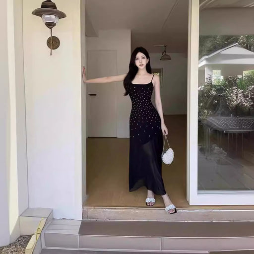 Long black sheath sling dress - MRSLM