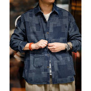 retro jacquard denim shirt for men, view 2 - MRSLM