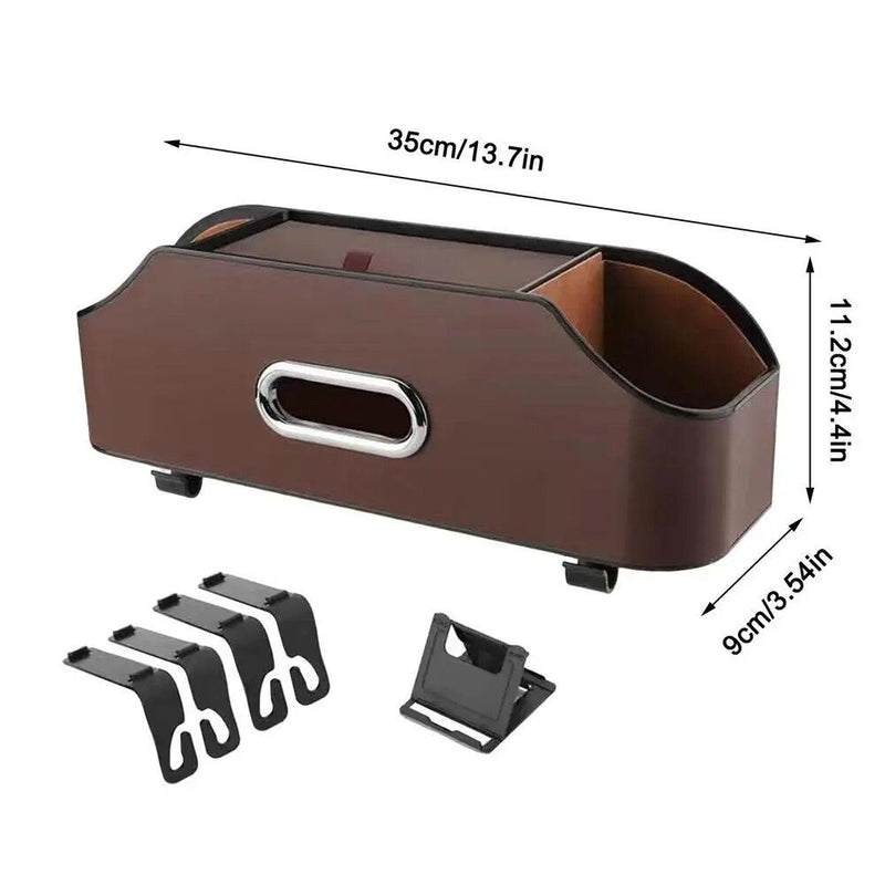 PU leather car seat back organizer, view 5 - MRSLM