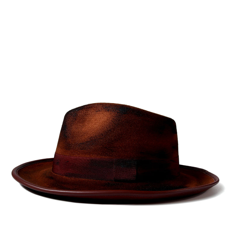 cotton wide-brim fedora hat, view 6 - MRSLM