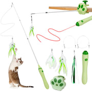 interactive retractable cat toy with laser and feather teaser, view 8 - MRSLM