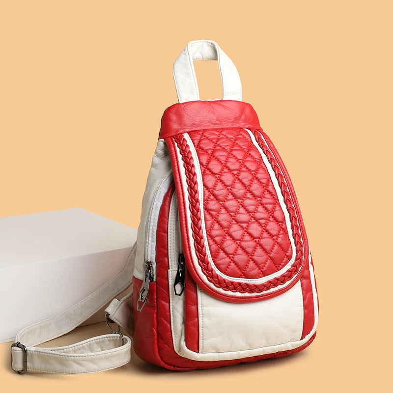 Women's vintage PU leather backpack, view 7 - MRSLM