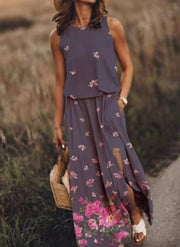 women's sleeveless split long dress, view 12 - MRSLM