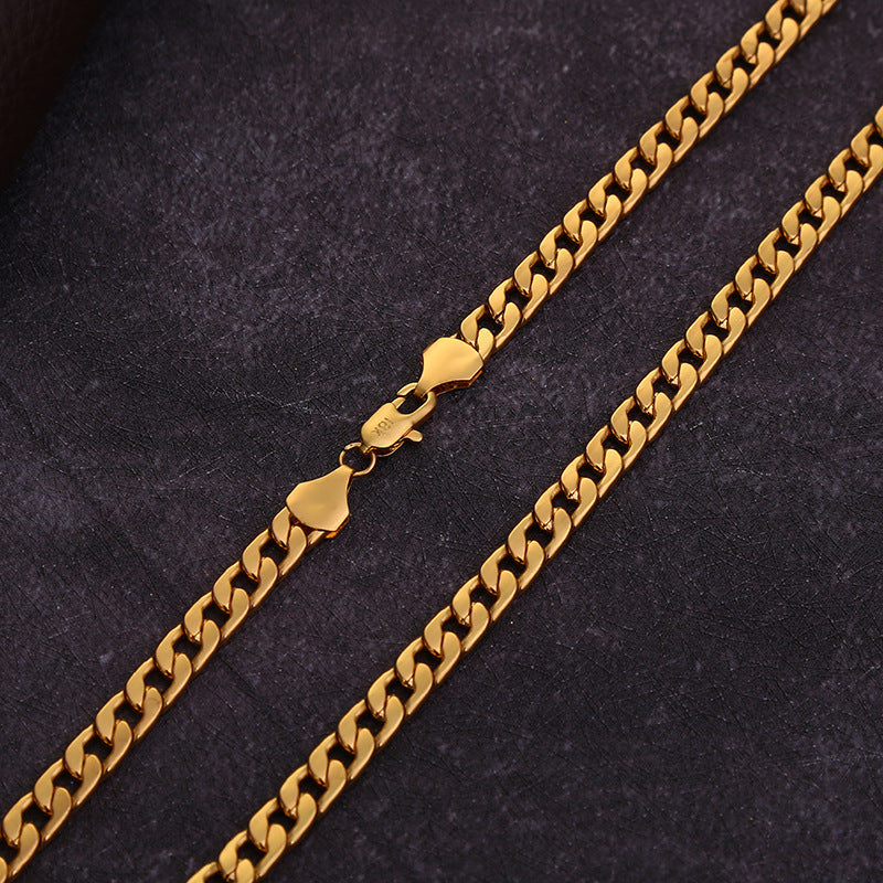 Men's gold plated chain necklace, view 8 - MRSLM