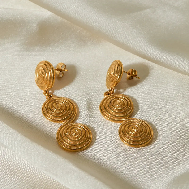 gold plated pendant earrings, view 5 - MRSLM