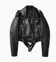washed motorcycle jacket for women, view 12 - MRSLM