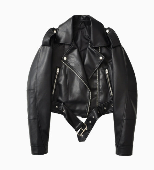 washed motorcycle jacket for women, view 12 - MRSLM