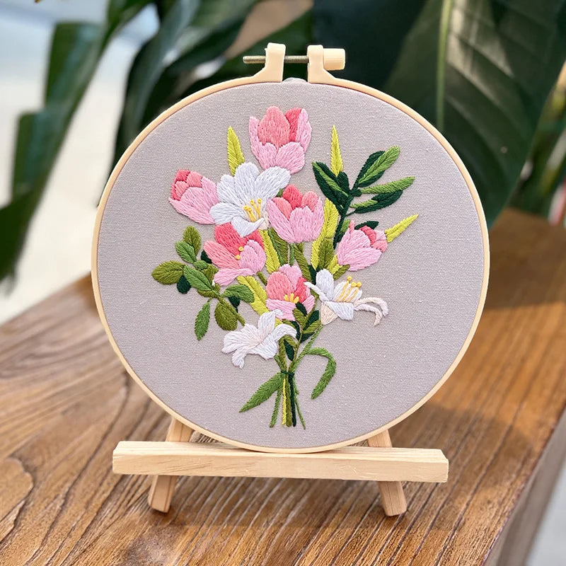 flower embroidery kit for beginners, view 2 - MRSLM