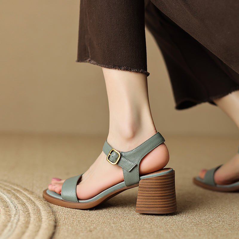 square heel leather sandals, view 6 - MRSLM