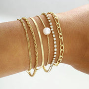 6-piece gold bracelet set, view 8 - MRSLM