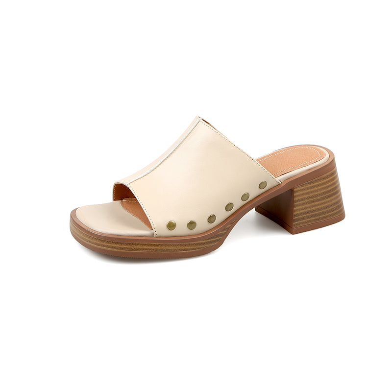 Peep toe leather sandals, view 4 - MRSLM