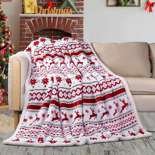 Nordic reindeer Christmas sherpa throw blanket - MRSLM