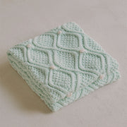 chunky knit blanket with pompons, view 5 - MRSLM