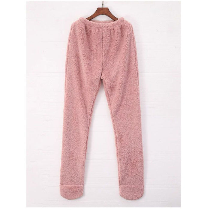 Women's fleece-lined footed lounge leggings, view 5 - MRSLM