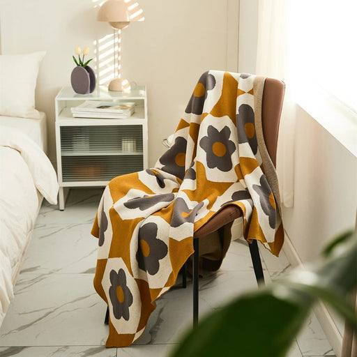 floral knitted cotton throw blanket - MRSLM