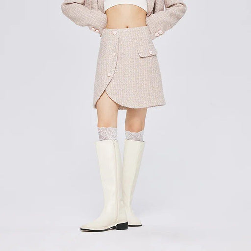 Asymmetric plaid A-line skirt, view 2 - MRSLM