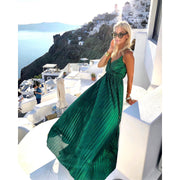 Dark blue sling pleated dress, view 5 - MRSLM