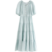 v-neck a-line midi dress, view 8 - MRSLM
